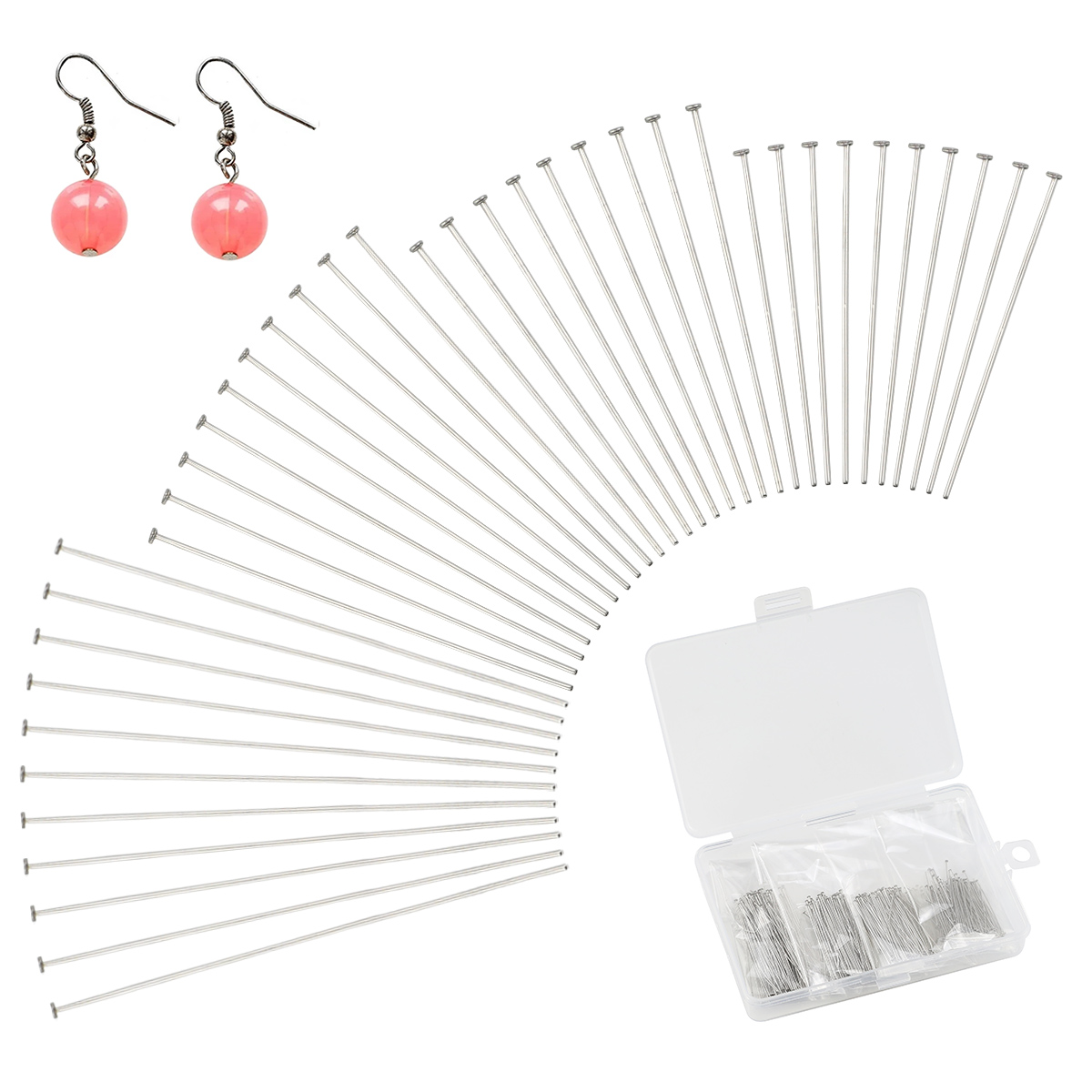 Beading Needle Fine - 400 pz/scatola perno piatto in acciaio